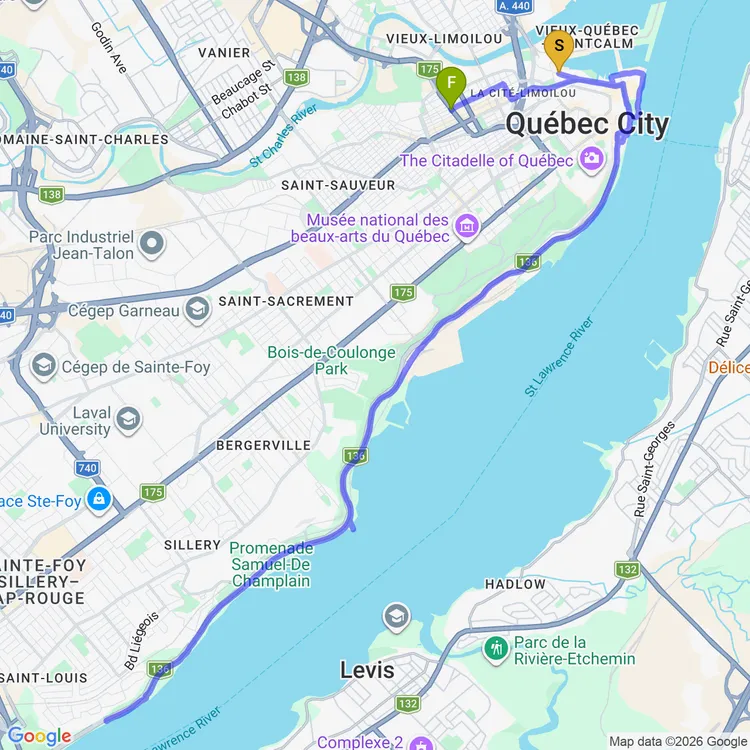 Map of riding on ebike