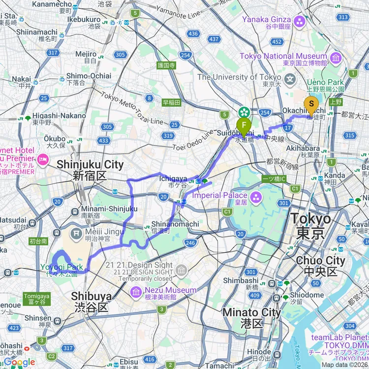 Map of Tokyo Scramble to Yoyogi Park