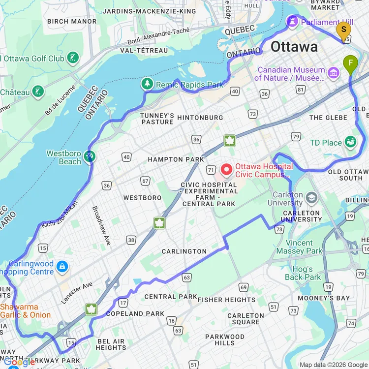 Map of longer ride