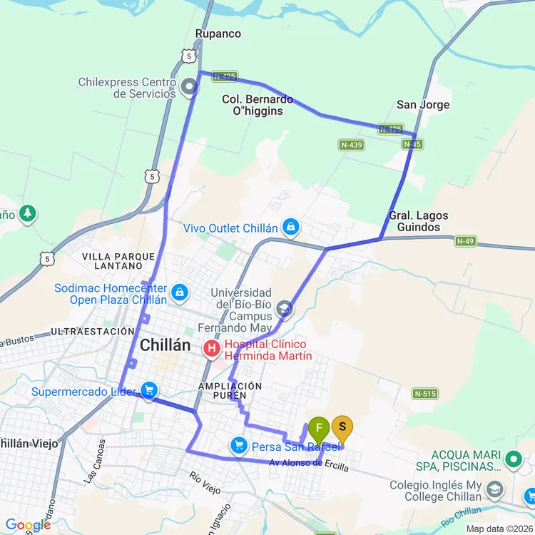 Map of Family Bike Ride