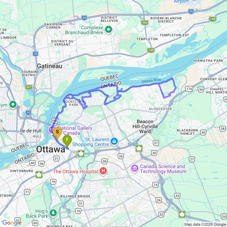 Map of Kerianne’s bday ride with the gang