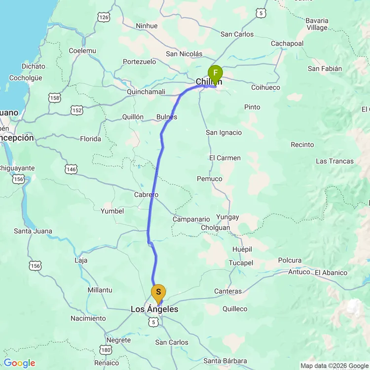 Map of LA to Chillán