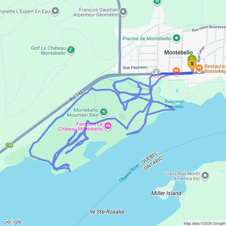 Map of Mountain biking around Montebello