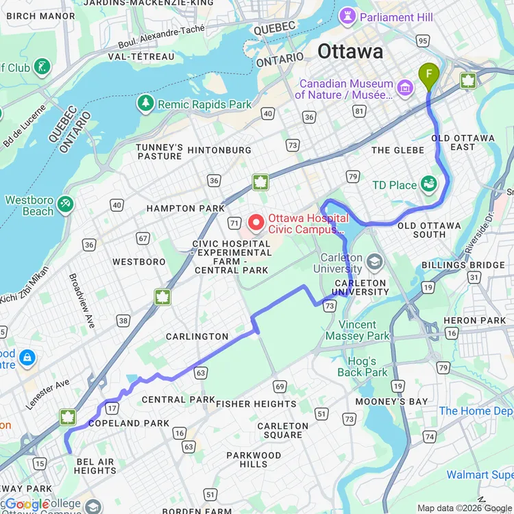 Map of Sunset Ride through Carlington Woods